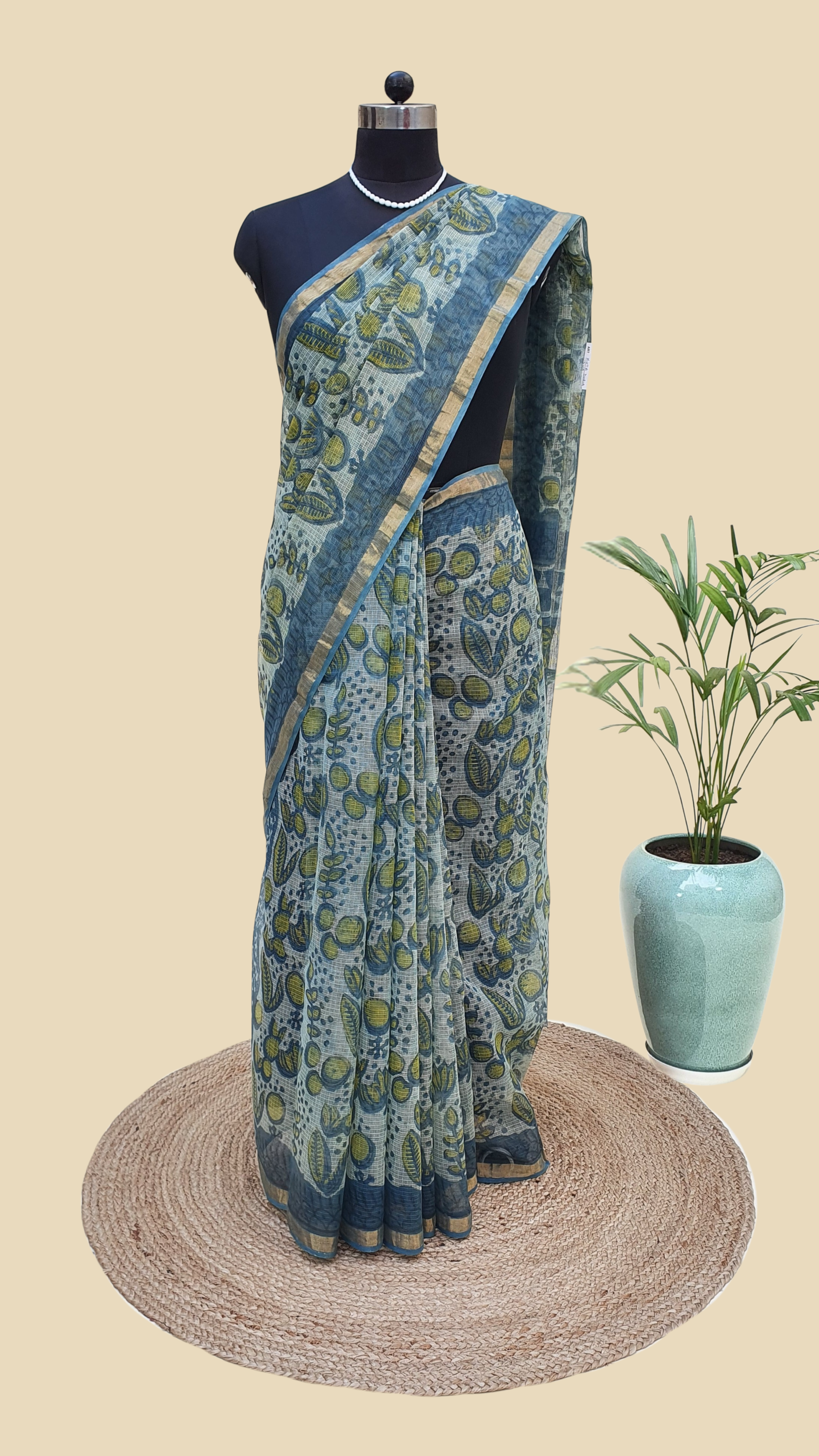 Hand Block Print Kota Doria Saree