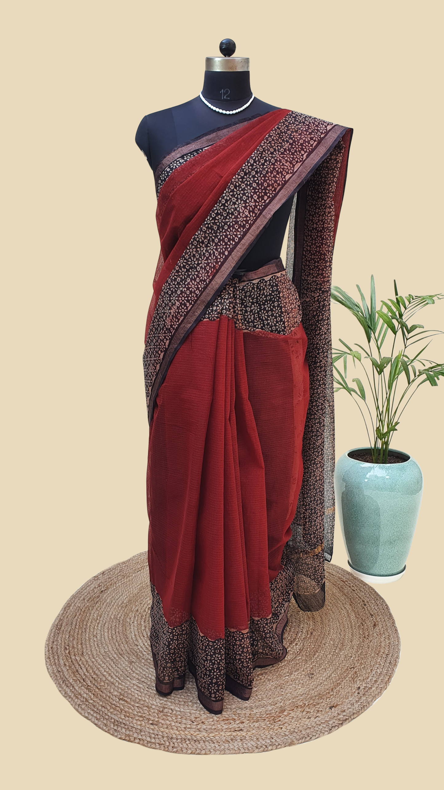Hand Block Print Kota Doria Saree