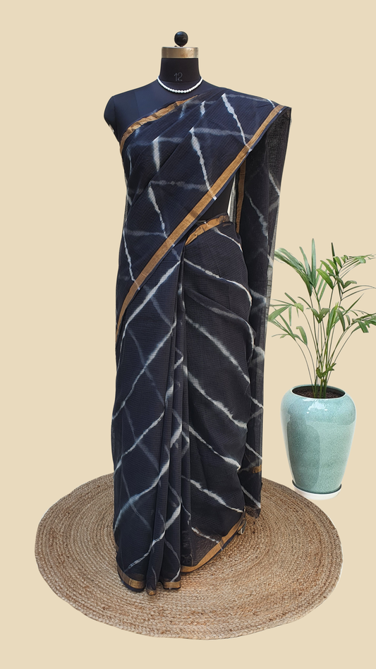 Hand Block Print Kota Doria Saree