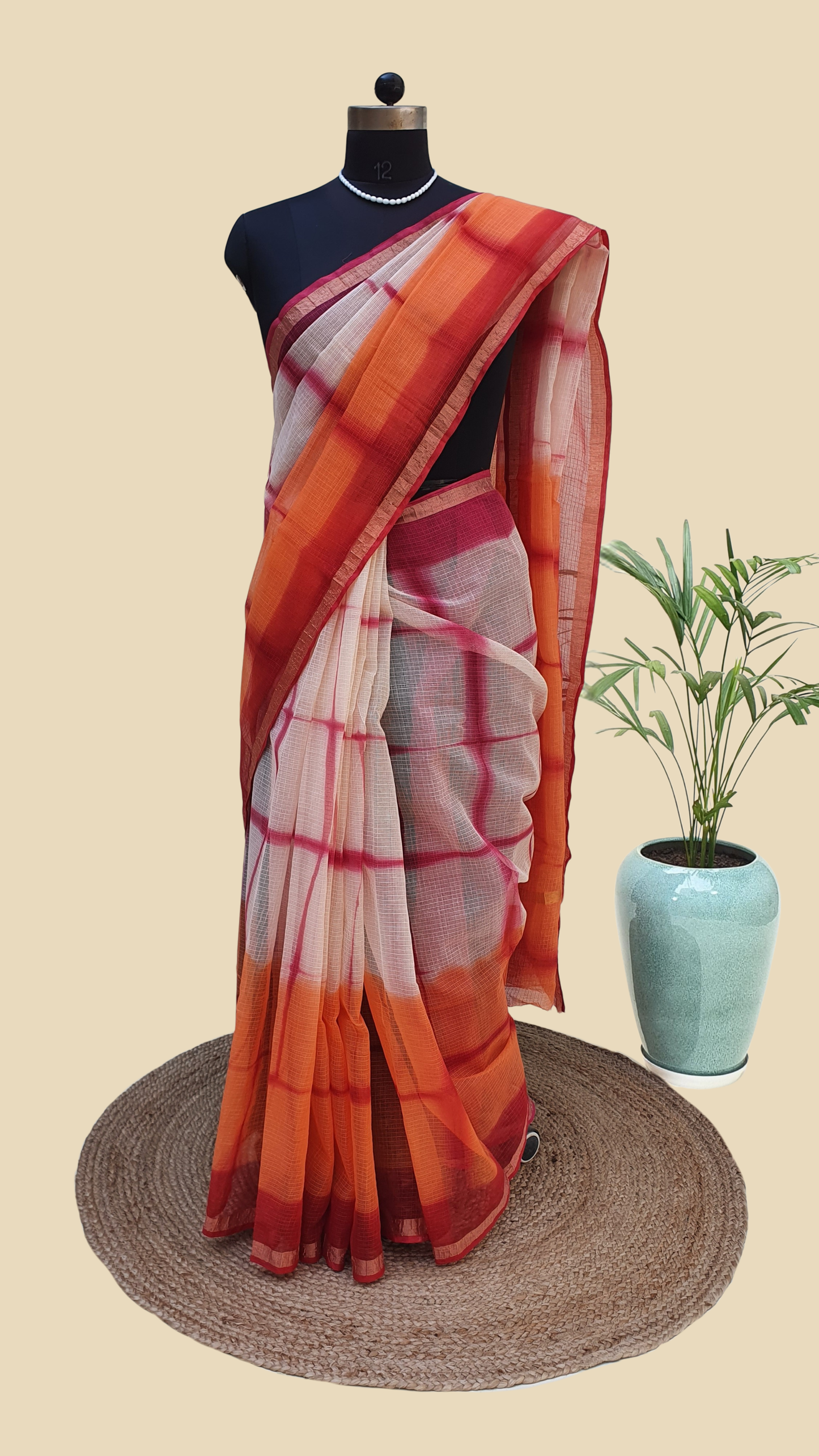 Hand Block Print Kota Doria Saree