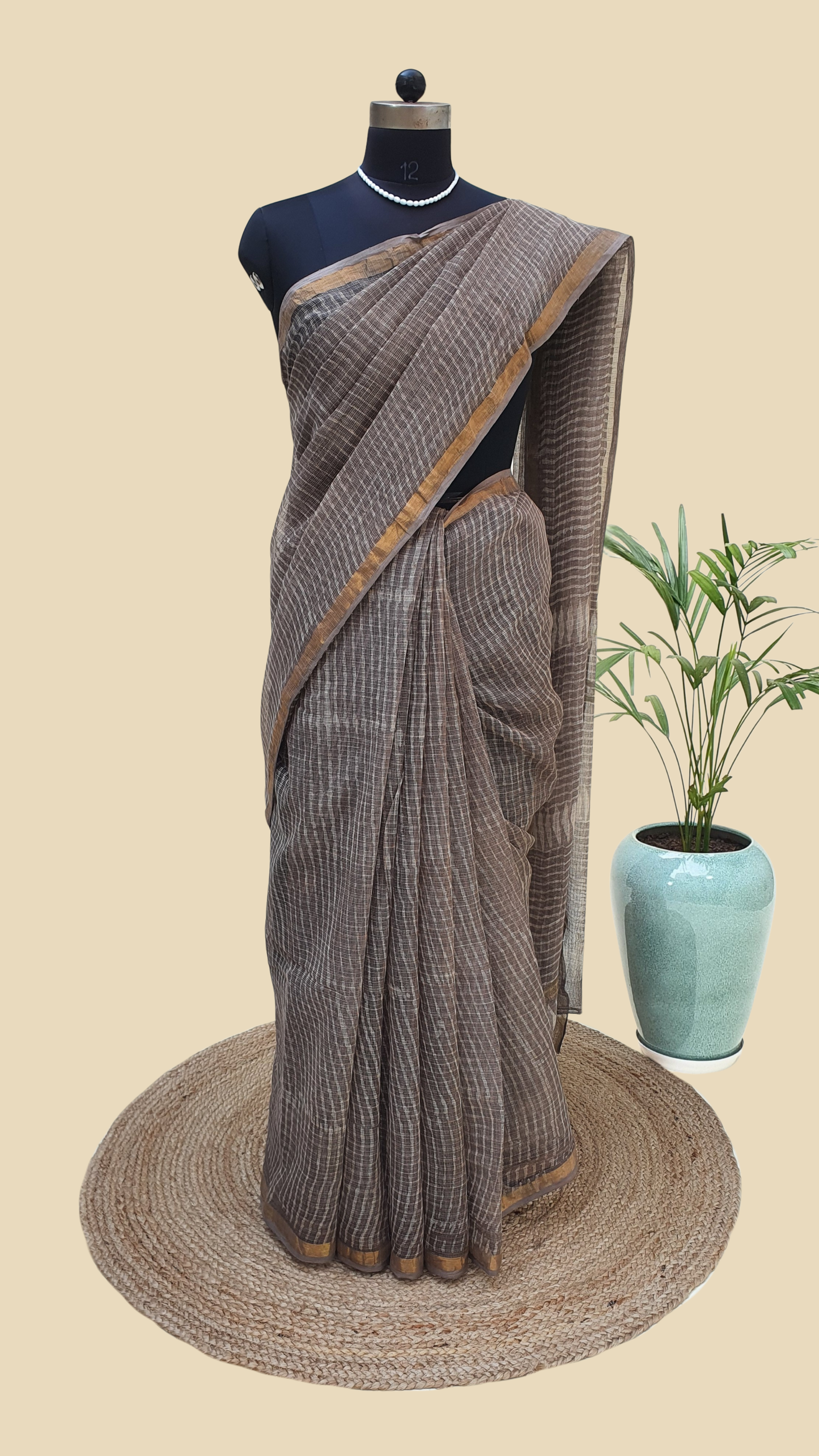 Hand Block Print Kota Doria Saree