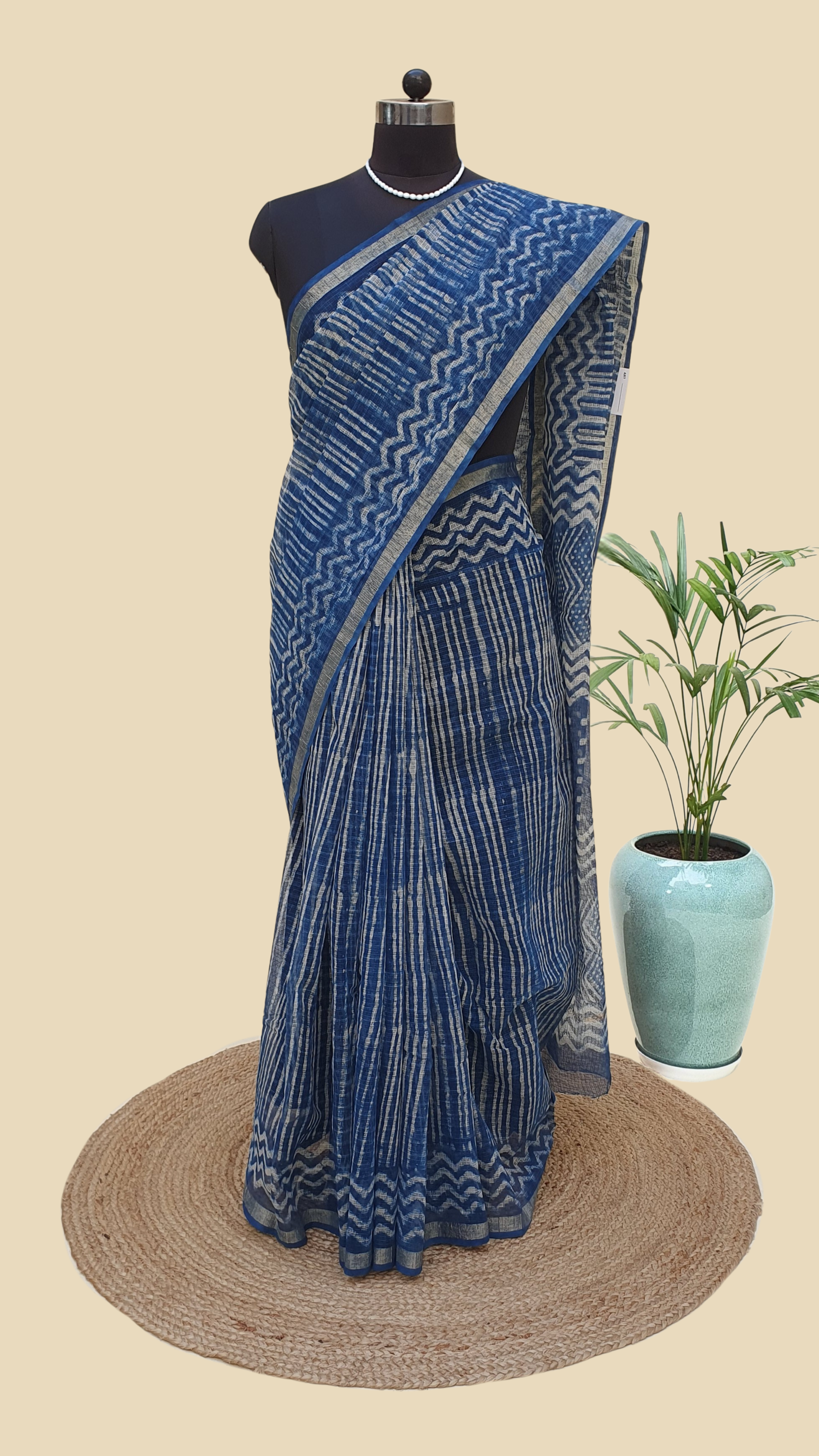 Hand Block Print Kota Doria Saree