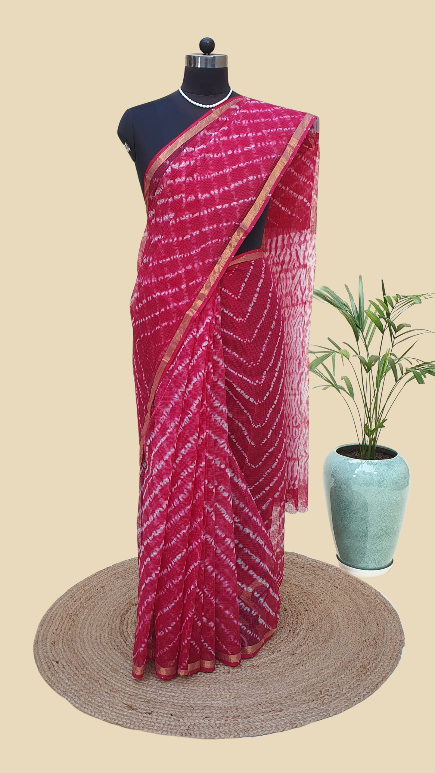 Hand Block Print Kota Doria Saree