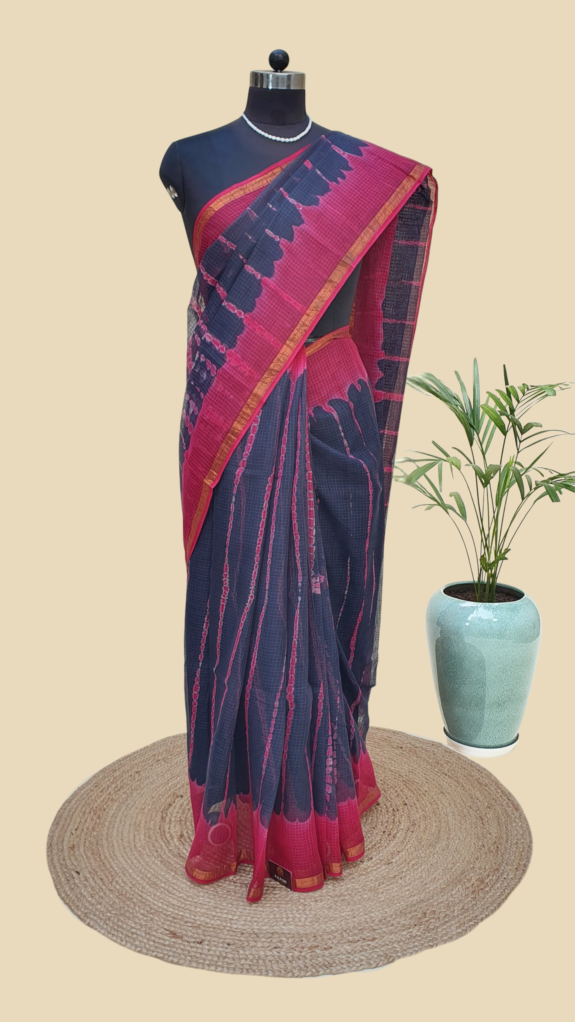 Hand Block Print Kota Doria Saree