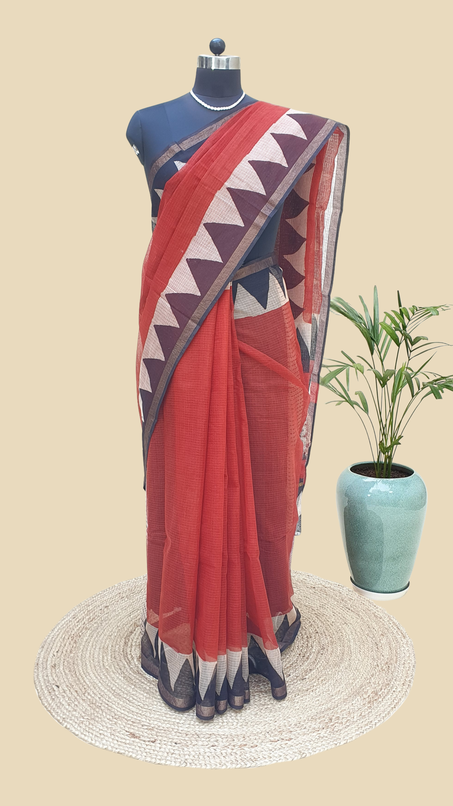 Hand Block Print Kota Doria Saree