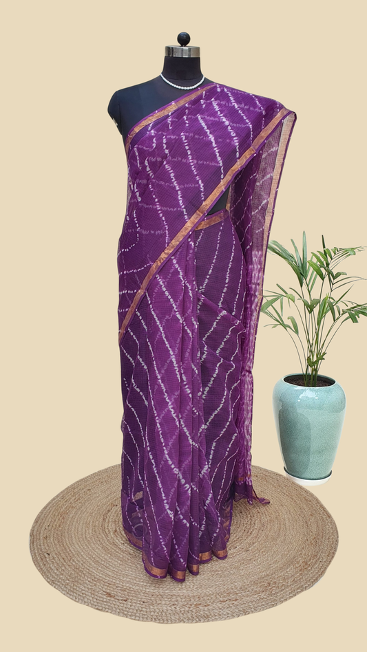 Hand Block Print Kota Doria Saree