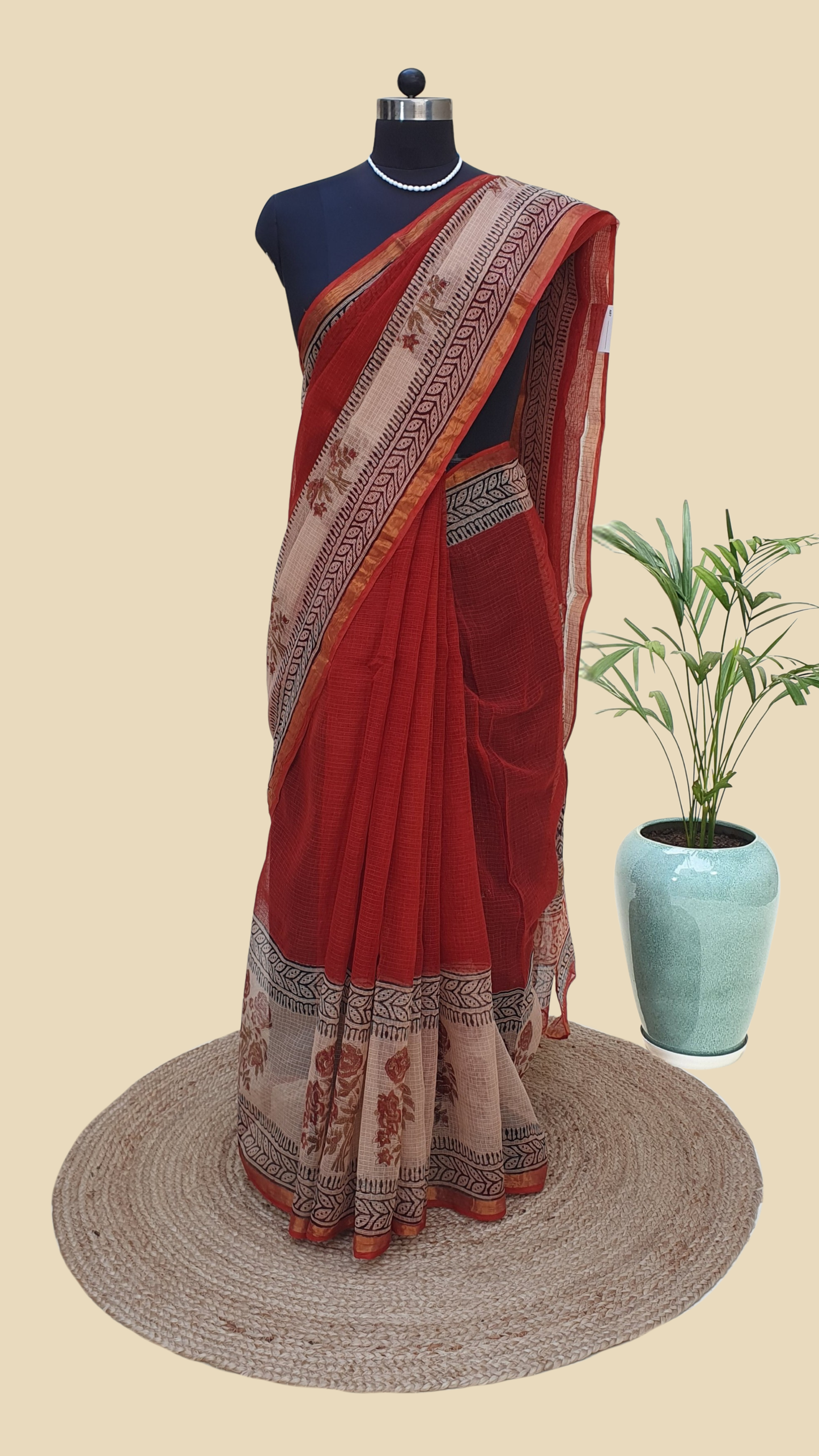 Hand Block Print Kota Doria Saree