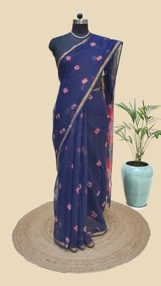 Hand Block Print Kota Doria Saree