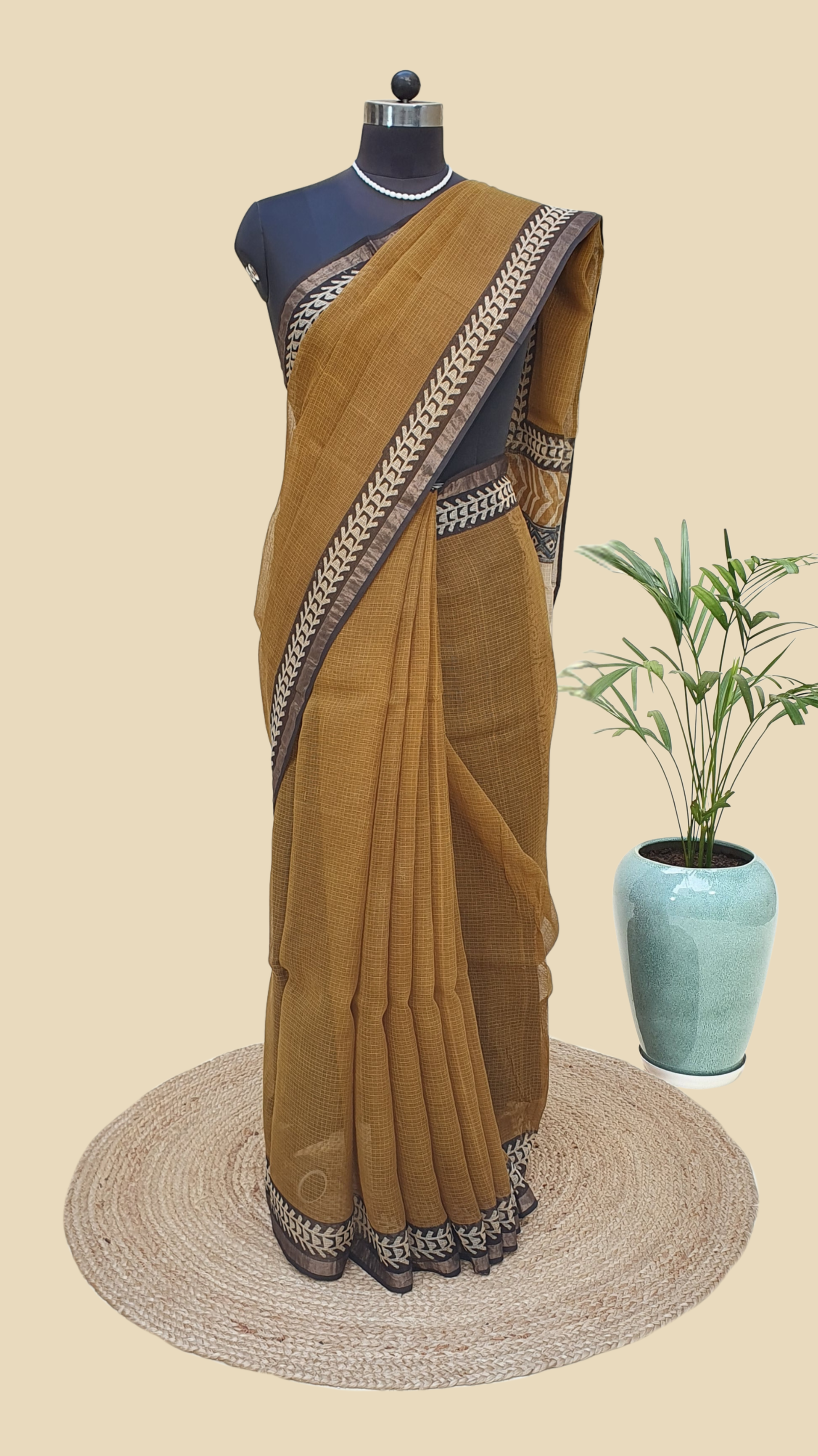 Hand Block Print Kota Doria Saree