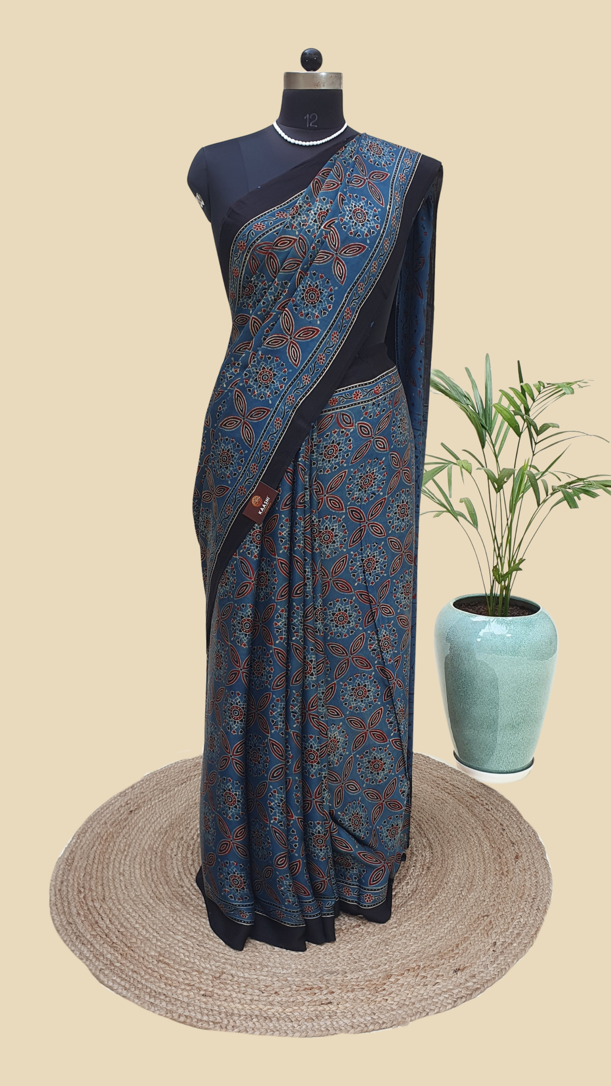 Ajrakh Modal SIlk Saree