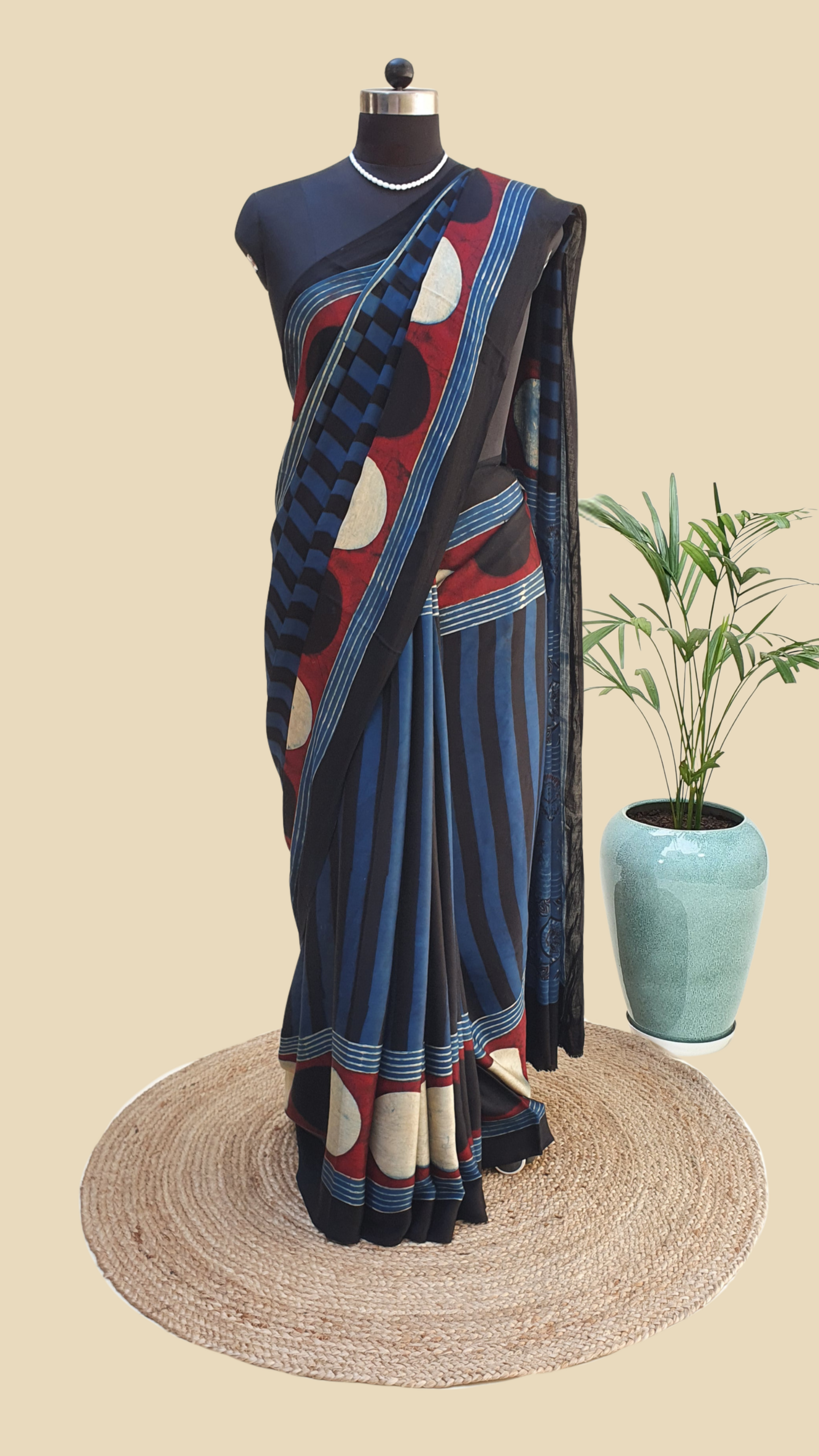 Ajrakh Modal SIlk Saree