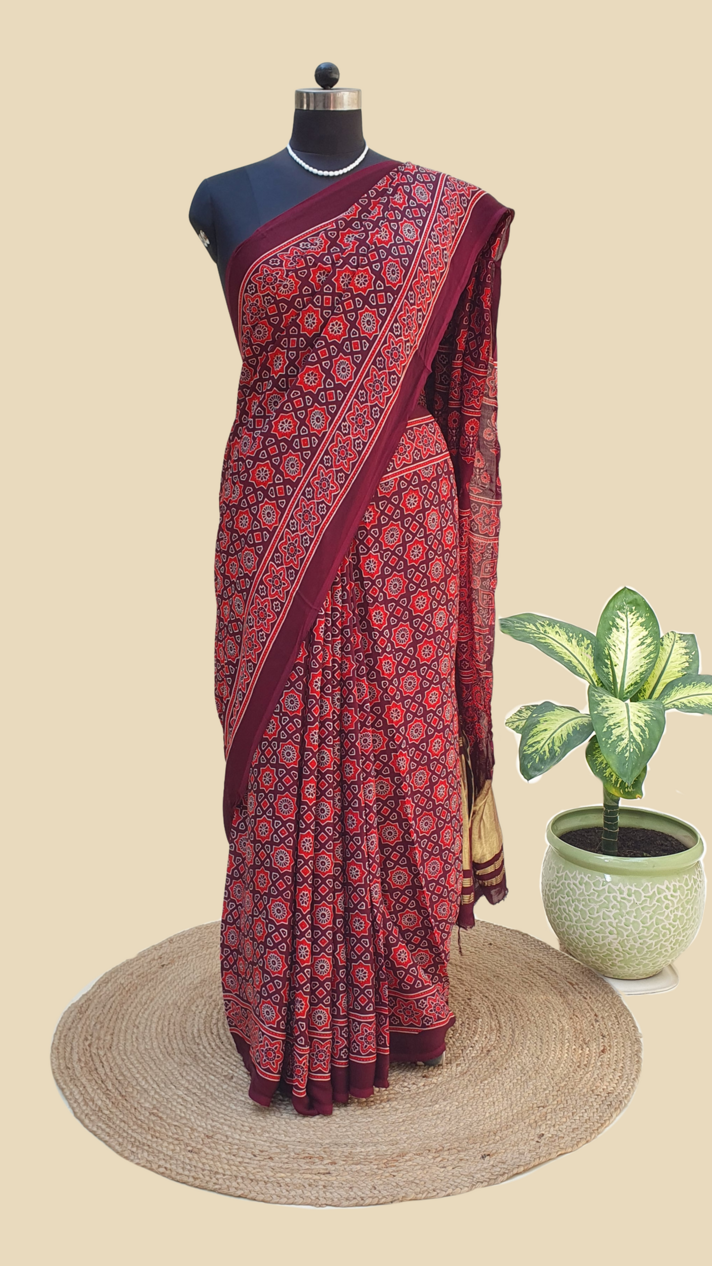 Ajrakh Modal SIlk SAree