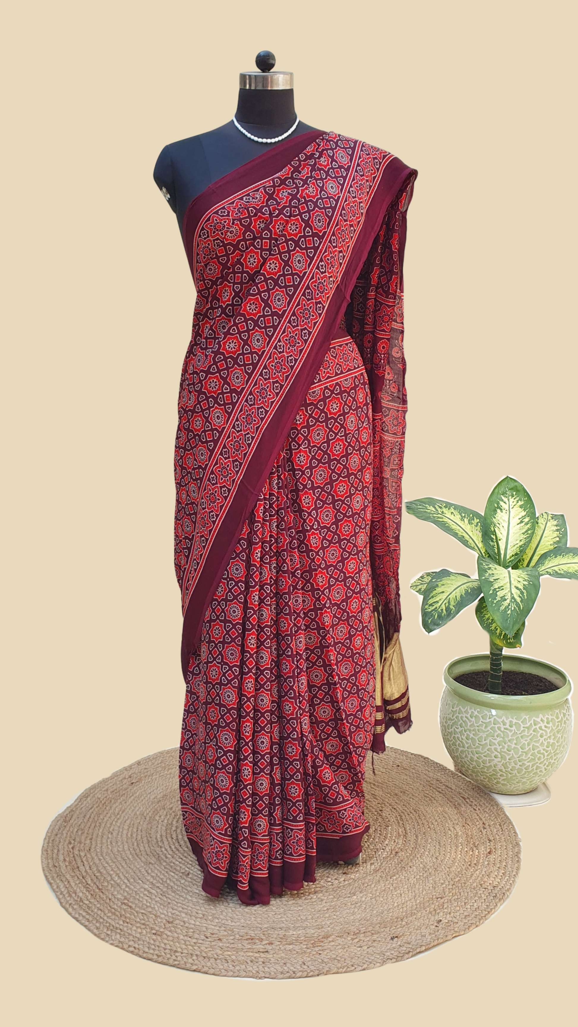 Ajrakh Modal SIlk SAree