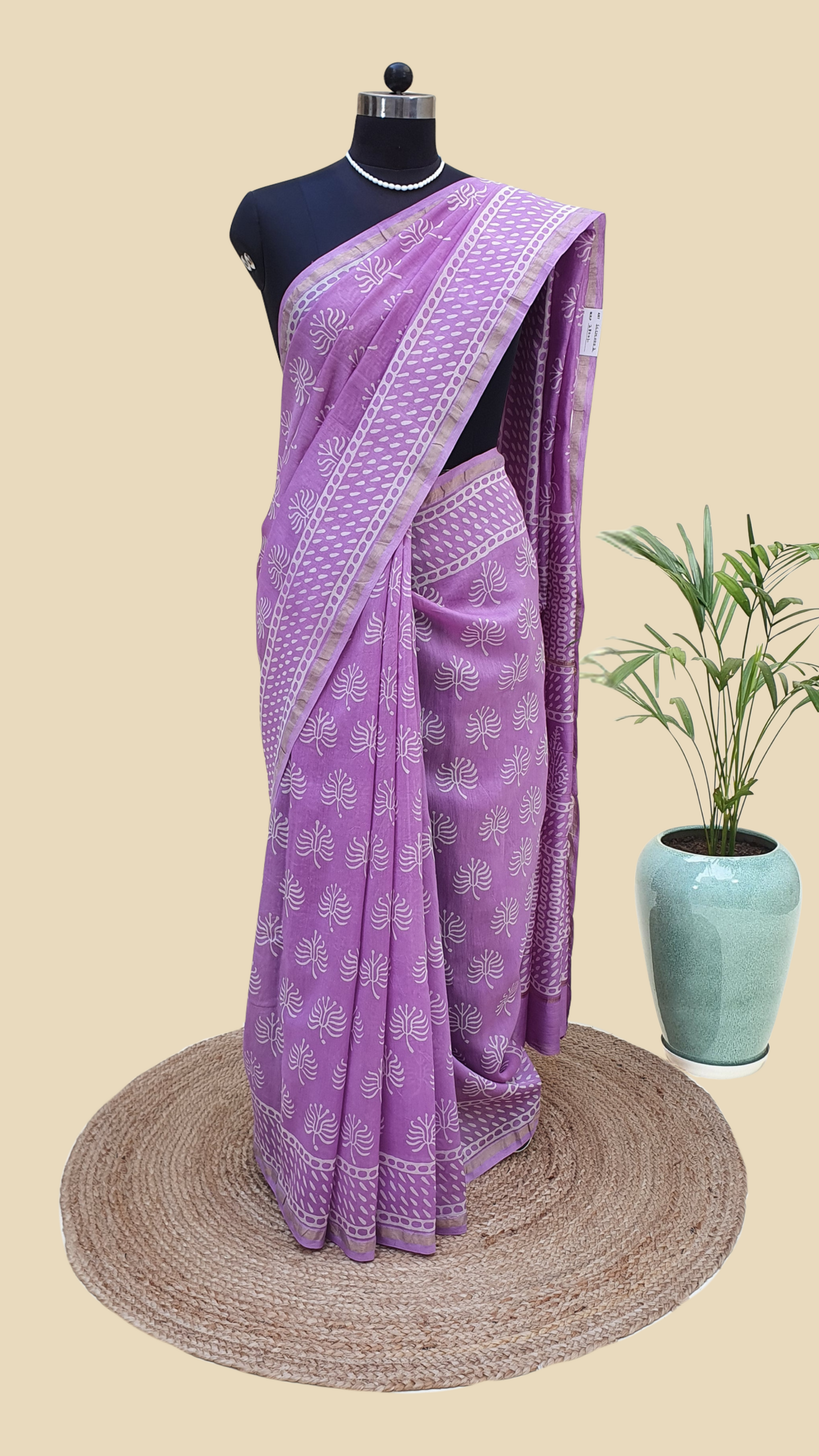 Chanderi Cotton Silk Hand Block Print Saree