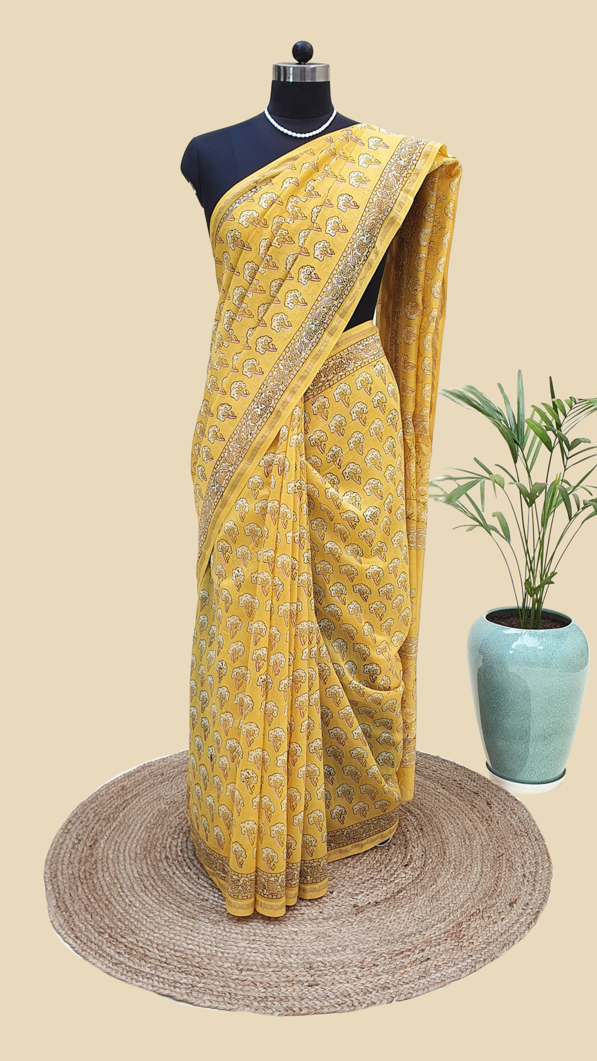 Chanderi Cotton Silk Hand Block Print Saree