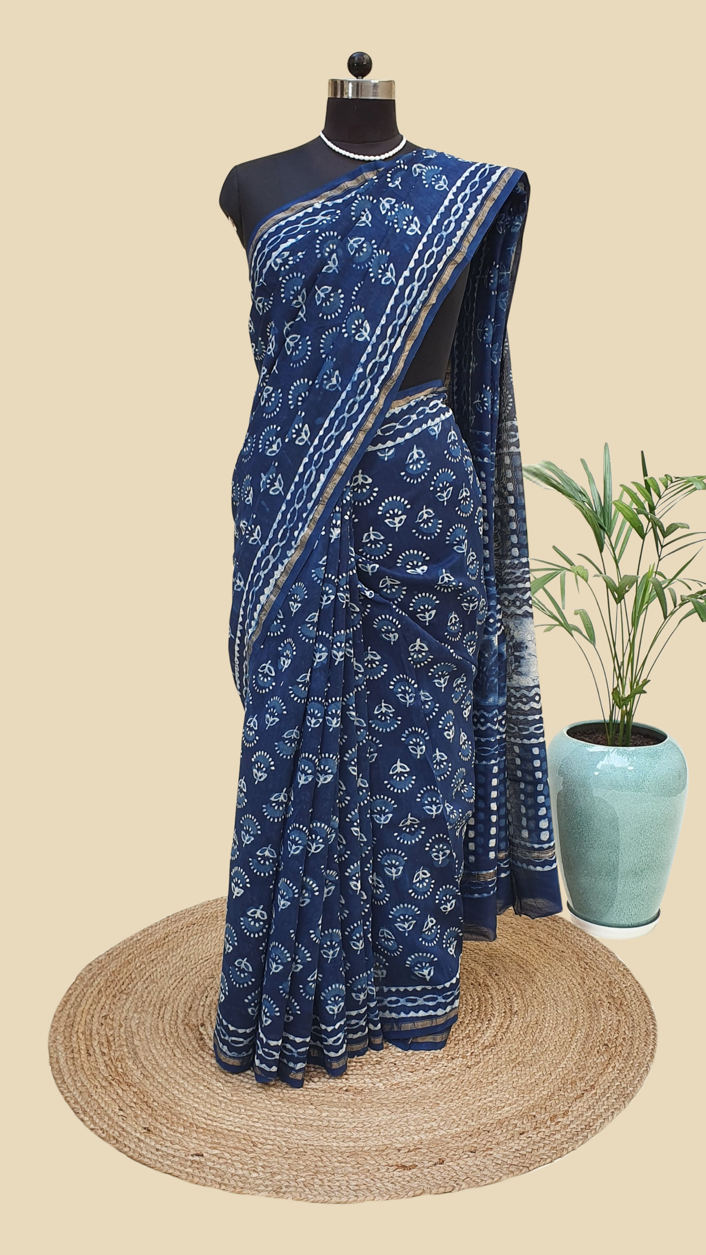 Chanderi Cotton Silk Hand Block Print Saree