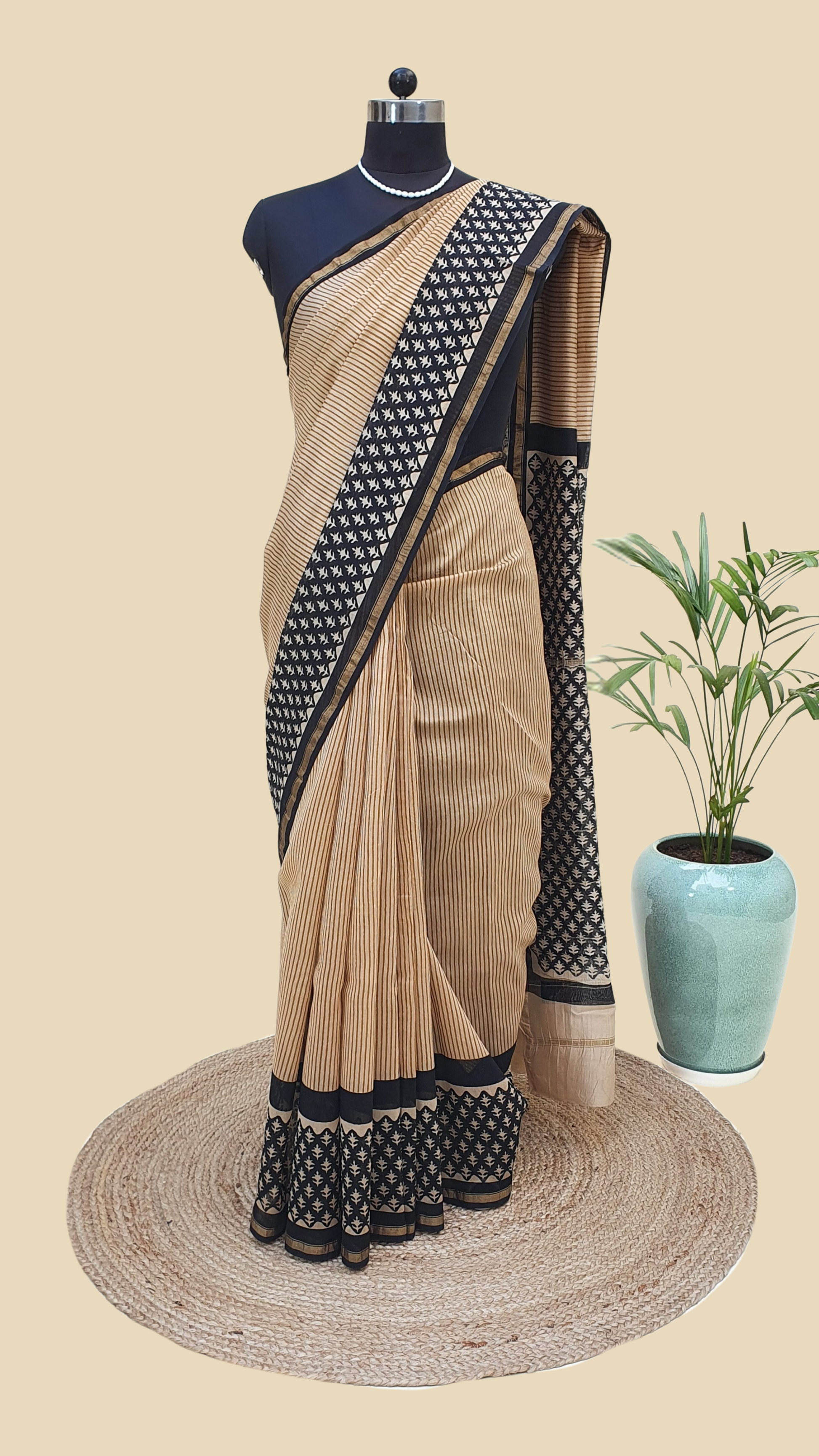 Chanderi Cotton Silk Hand Block Print Saree