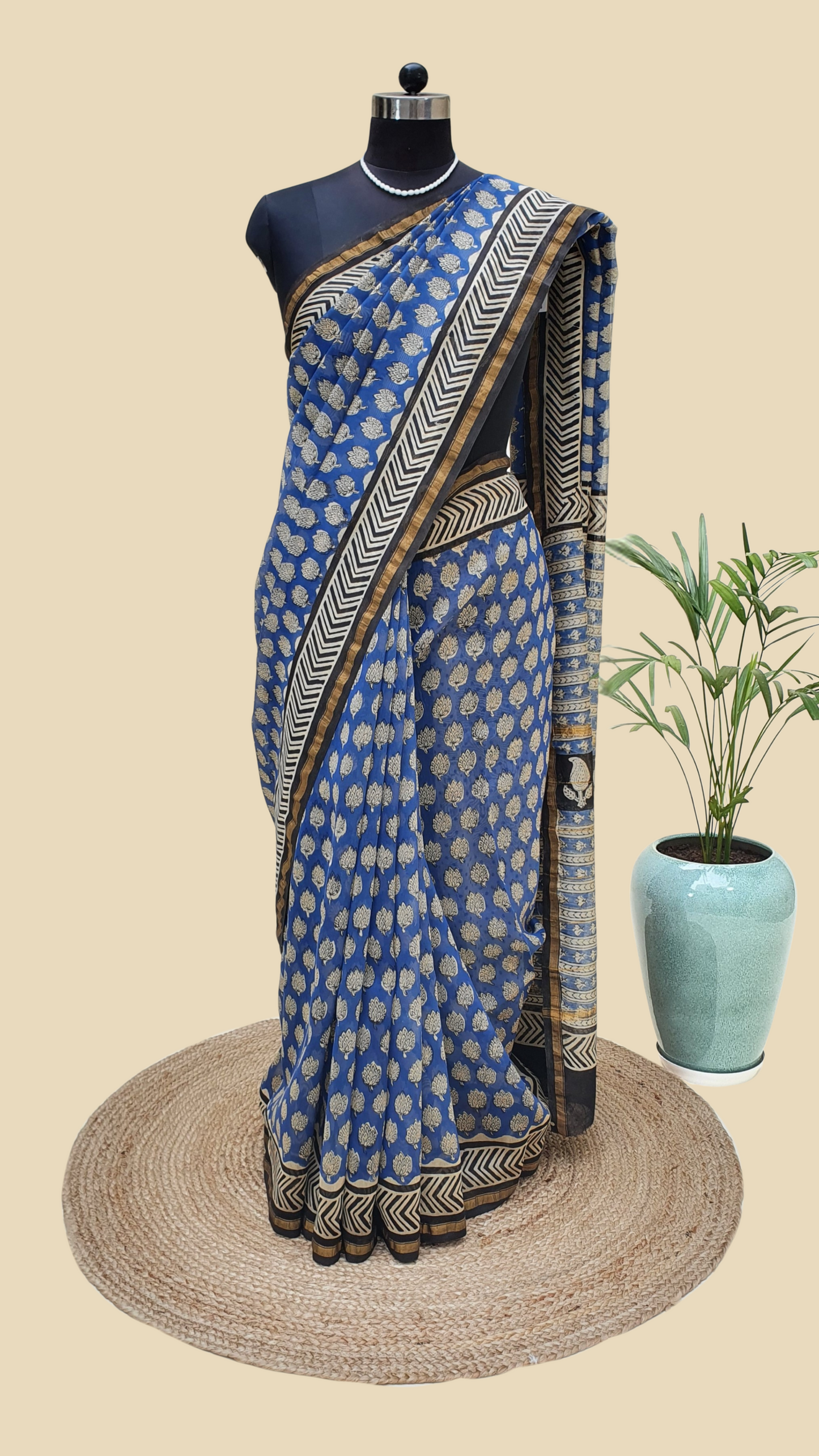 Chanderi Cotton Silk Hand Block Print Saree