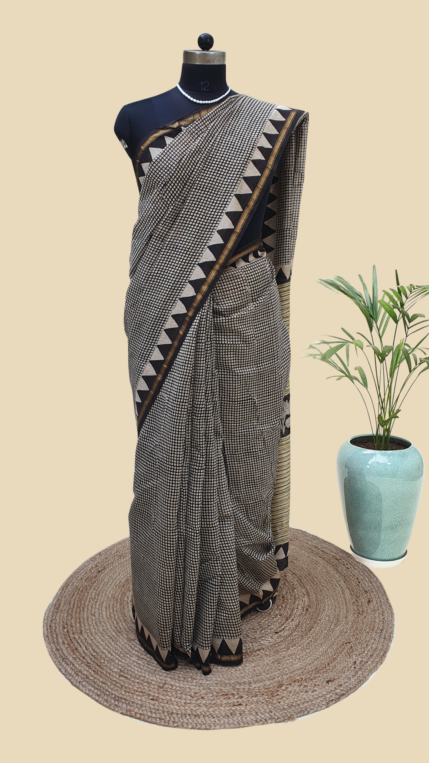 Chanderi Cotton Silk Hand Block Print Saree