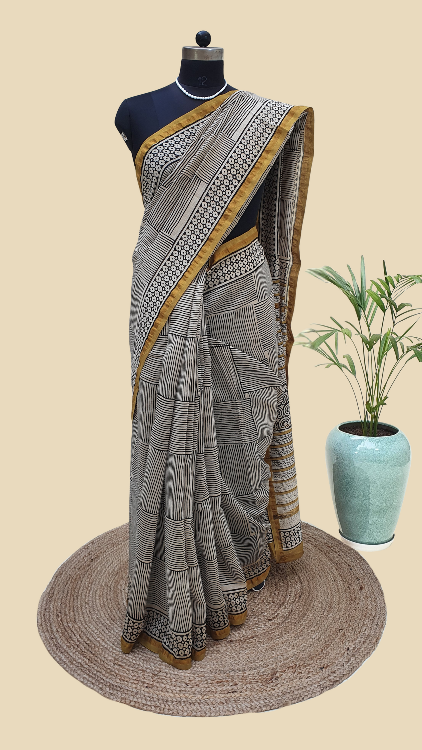 Chanderi Cotton Silk Hand Block Print Saree
