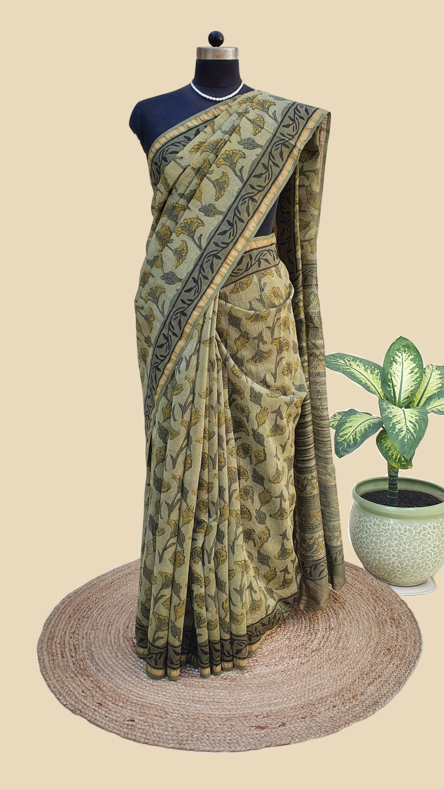 Chanderi Cotton Silk Hand Block Print Saree