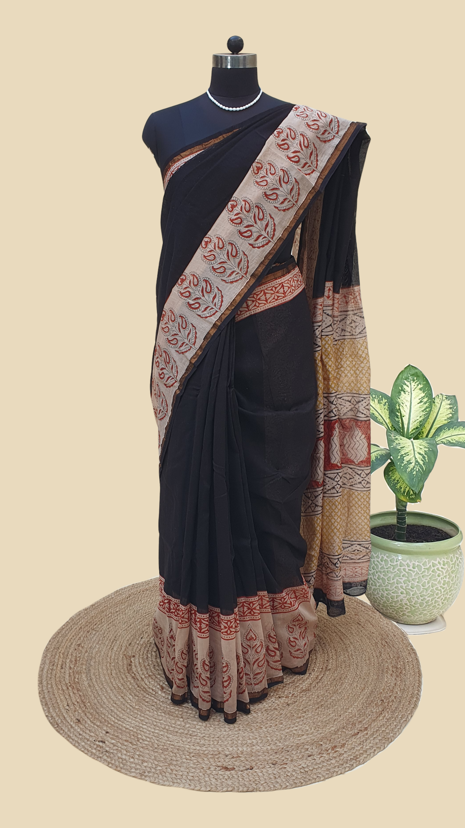 Chanderi Cotton Silk Hand Block Print Saree