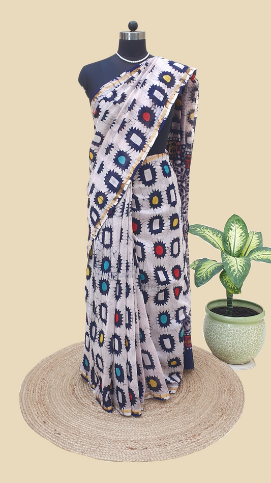 Chanderi Cotton Silk Hand Block Print Saree