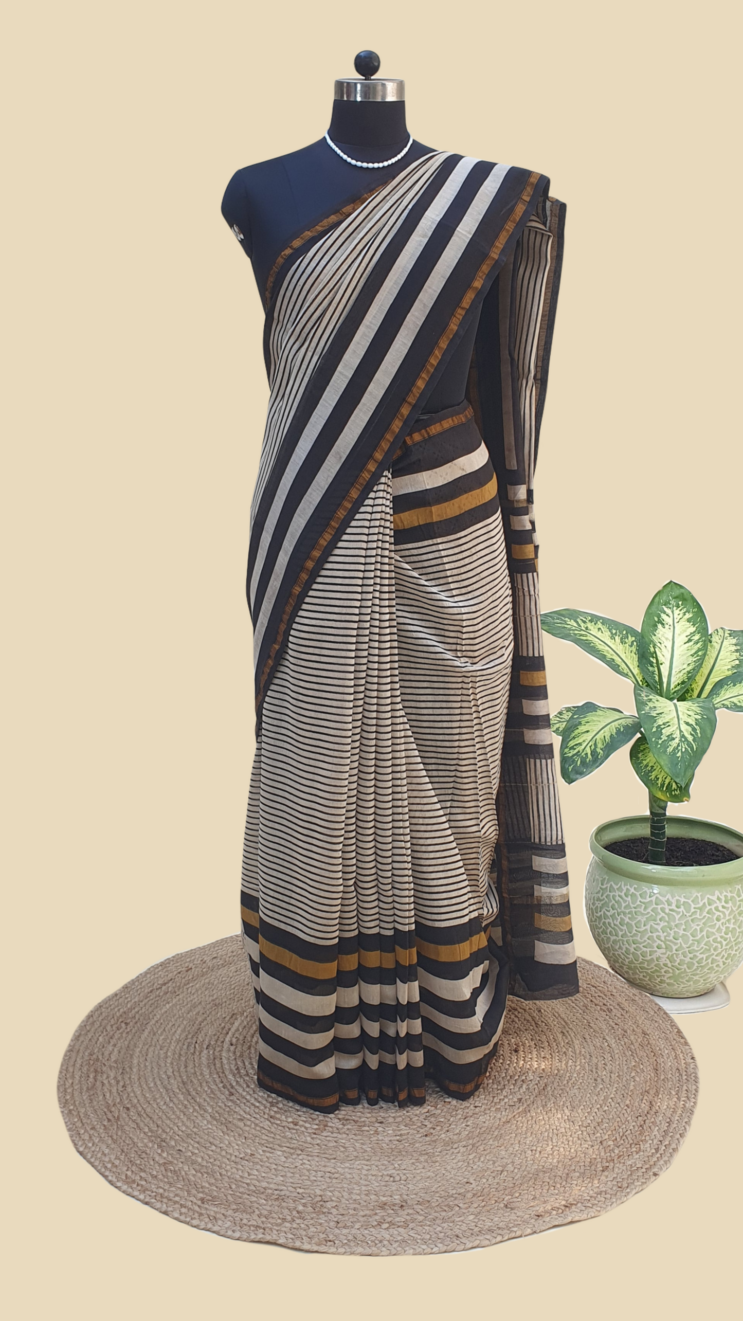 Chanderi Cotton Silk Hand Block Print Saree