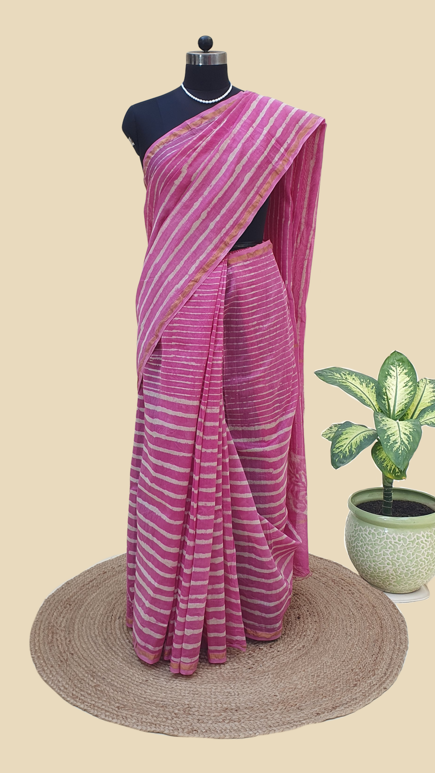 Chanderi Cotton Silk Hand Block Print Saree