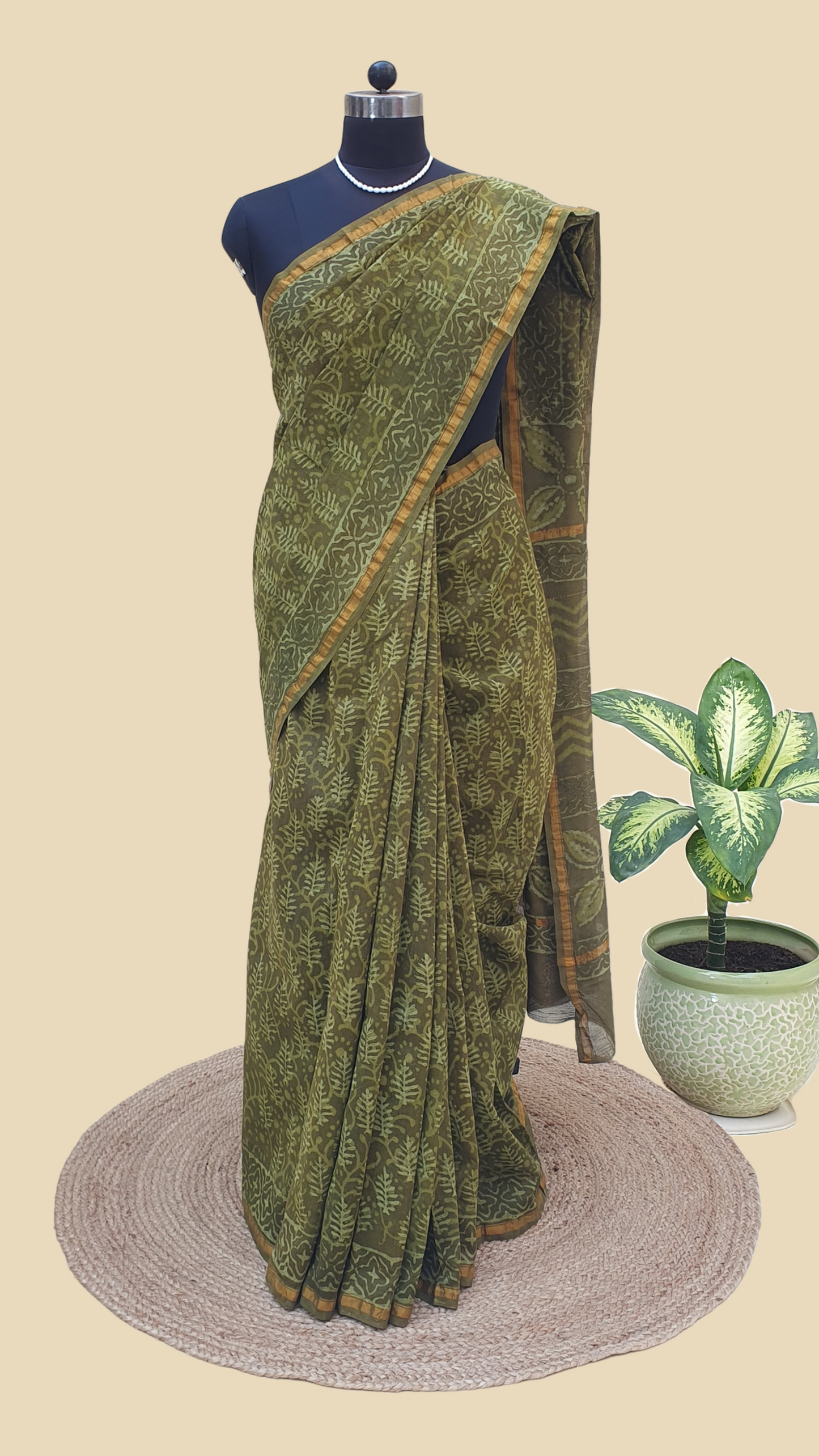 Chanderi Cotton Silk Hand Block Print Saree