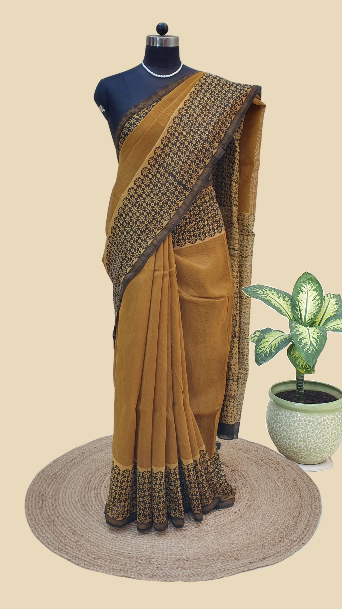 Chanderi Cotton Silk Hand Block Print Saree