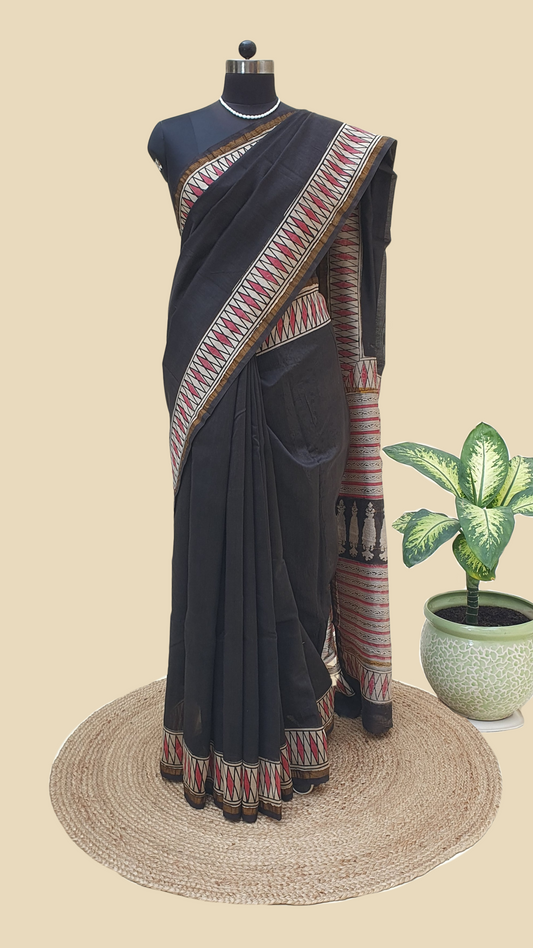Chanderi Cotton Silk Hand Block Print Saree