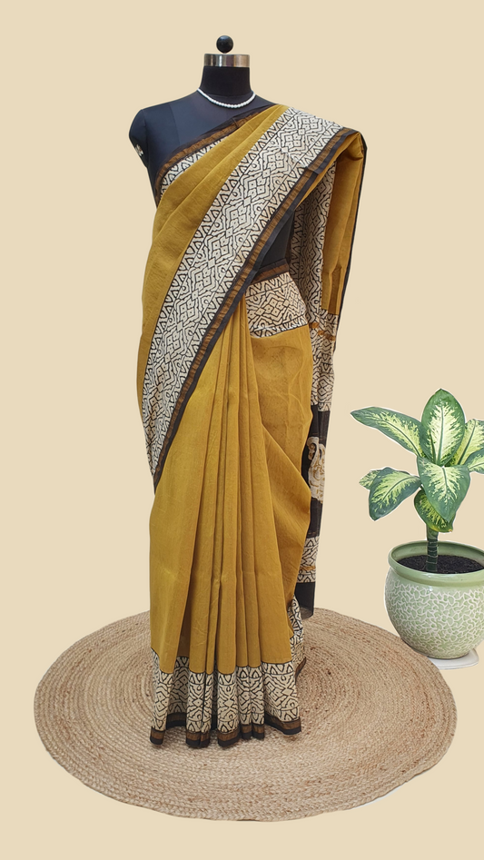 Chanderi Cotton Silk Hand Block Print Saree
