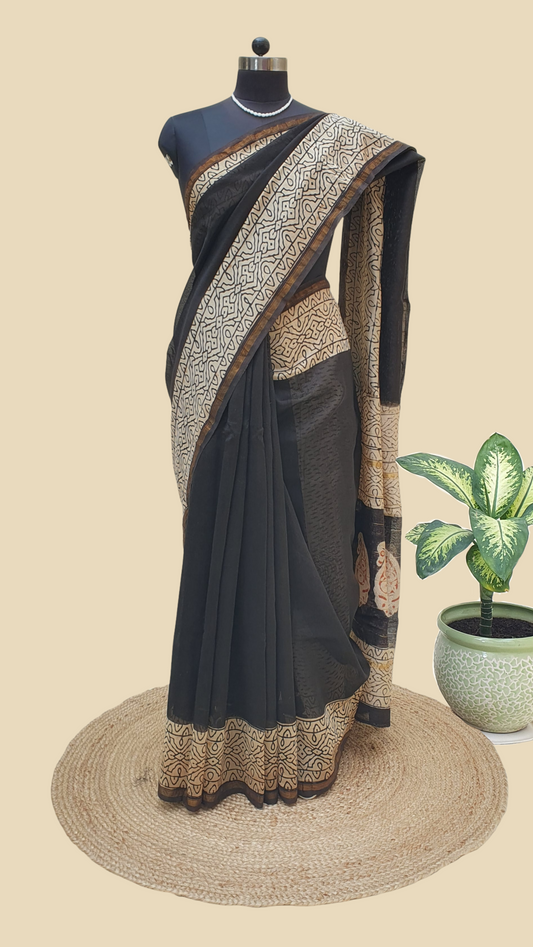Chanderi Cotton Silk Hand Block Print Saree