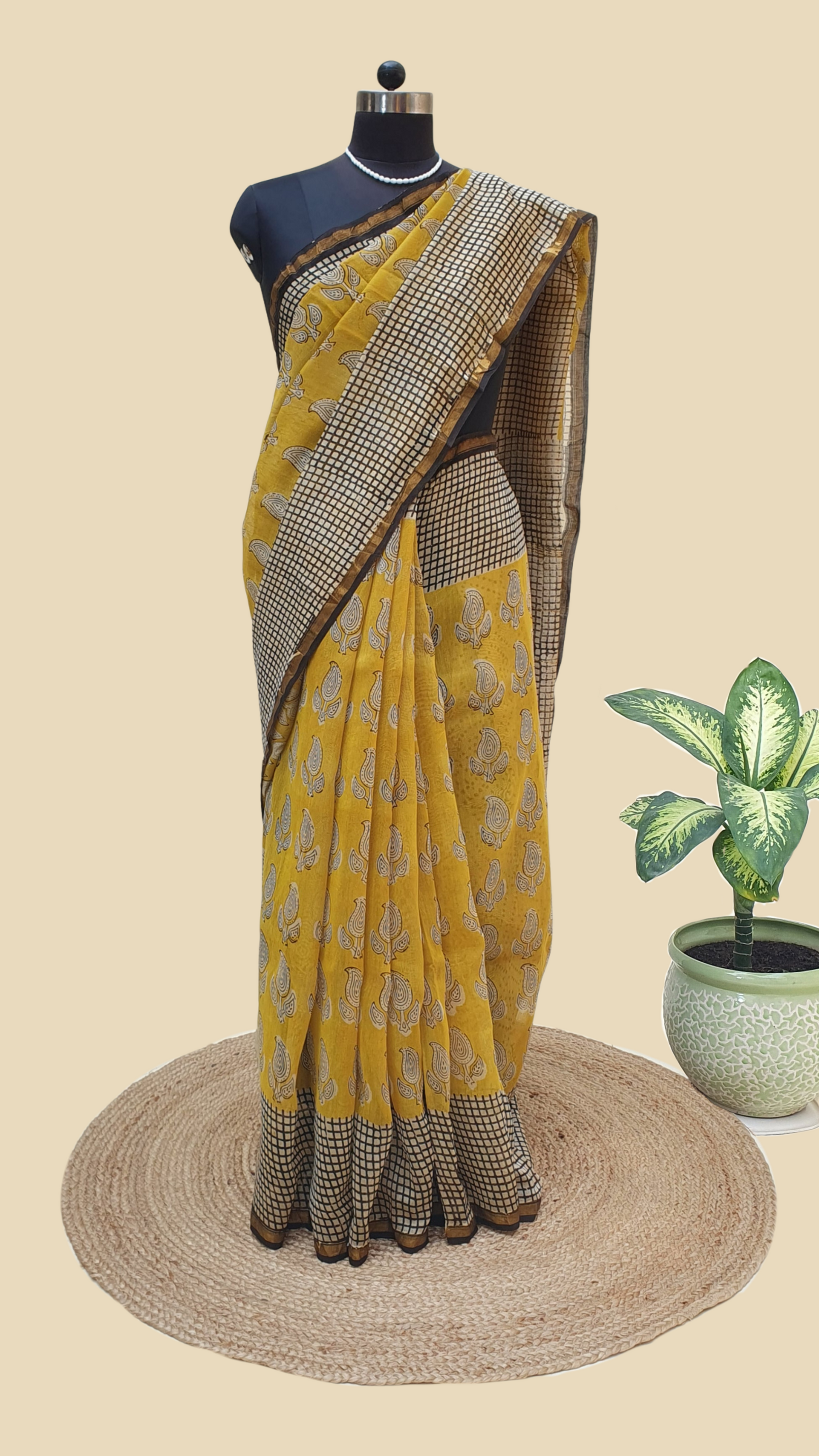 Chanderi Cotton Silk Hand Block Print Saree
