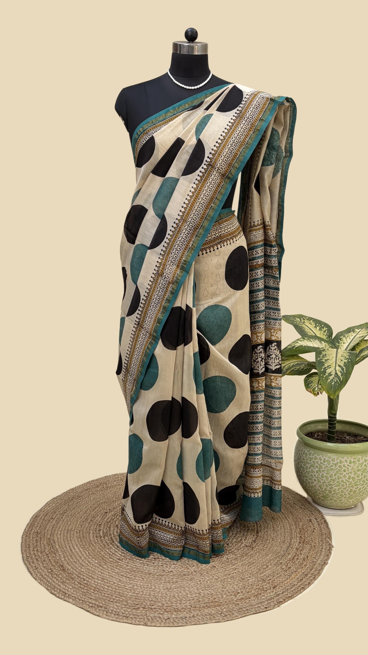 Chanderi Cotton Silk Hand Block Print Saree
